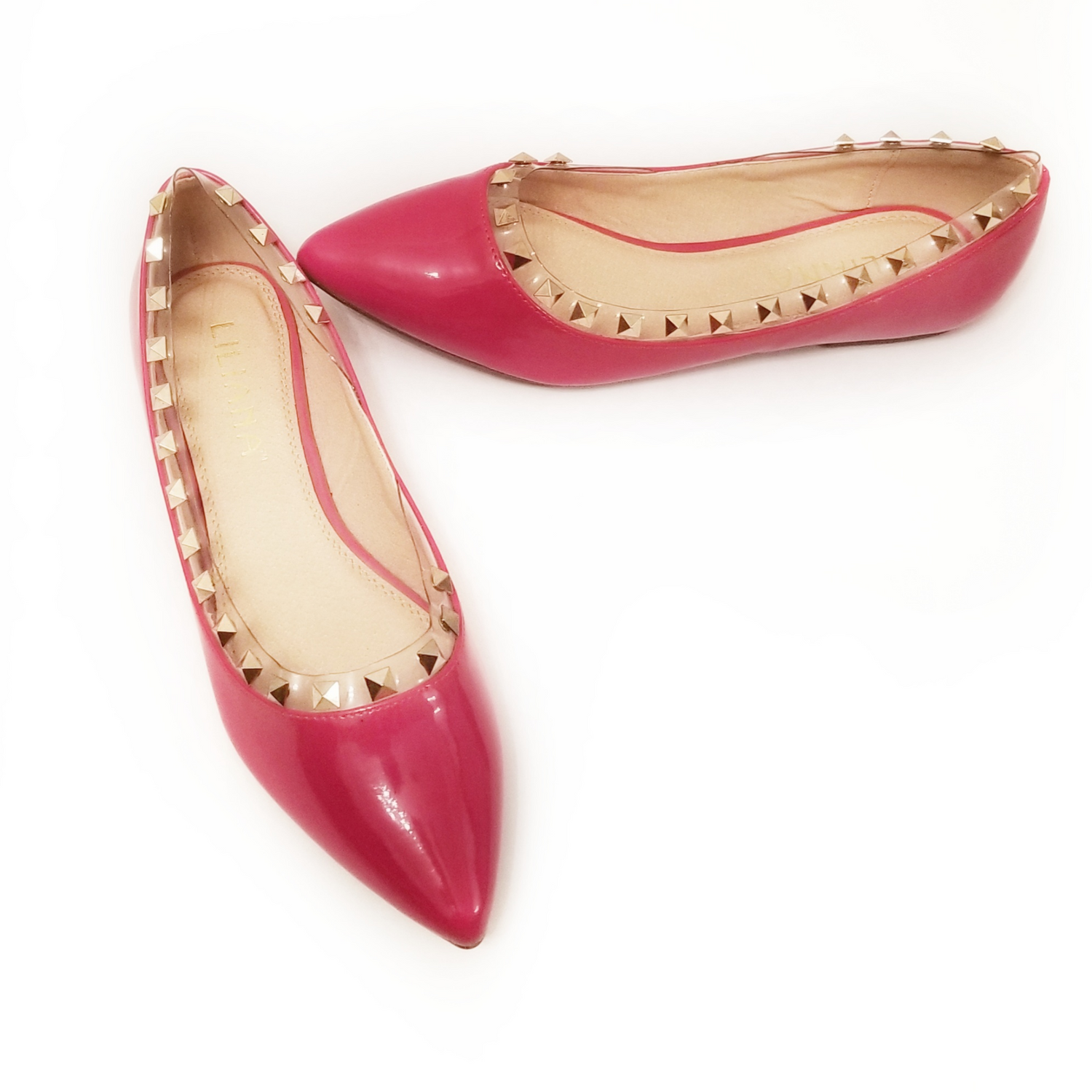 Tobby Red Studded Flats - Didi Royale