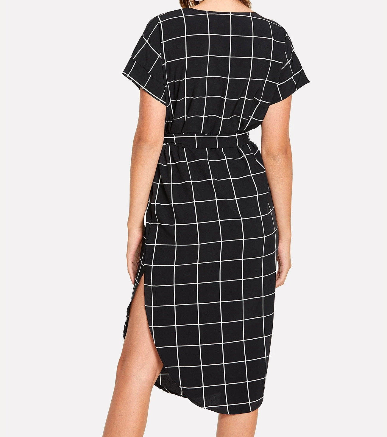 Yamilet Grid Print Asymmetrical Dress - Didi Royale