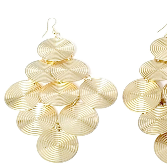 Kaylynn Gold Circular Dangling Earrings - Didi Royale