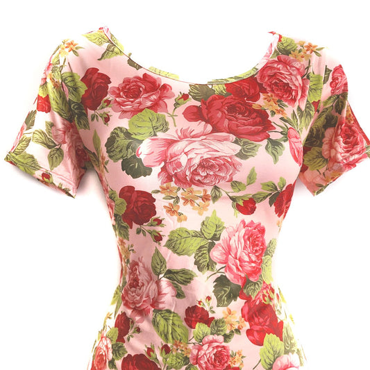 Lizzie Pink Floral Bodycon Knee Length Dress - Didi Royale