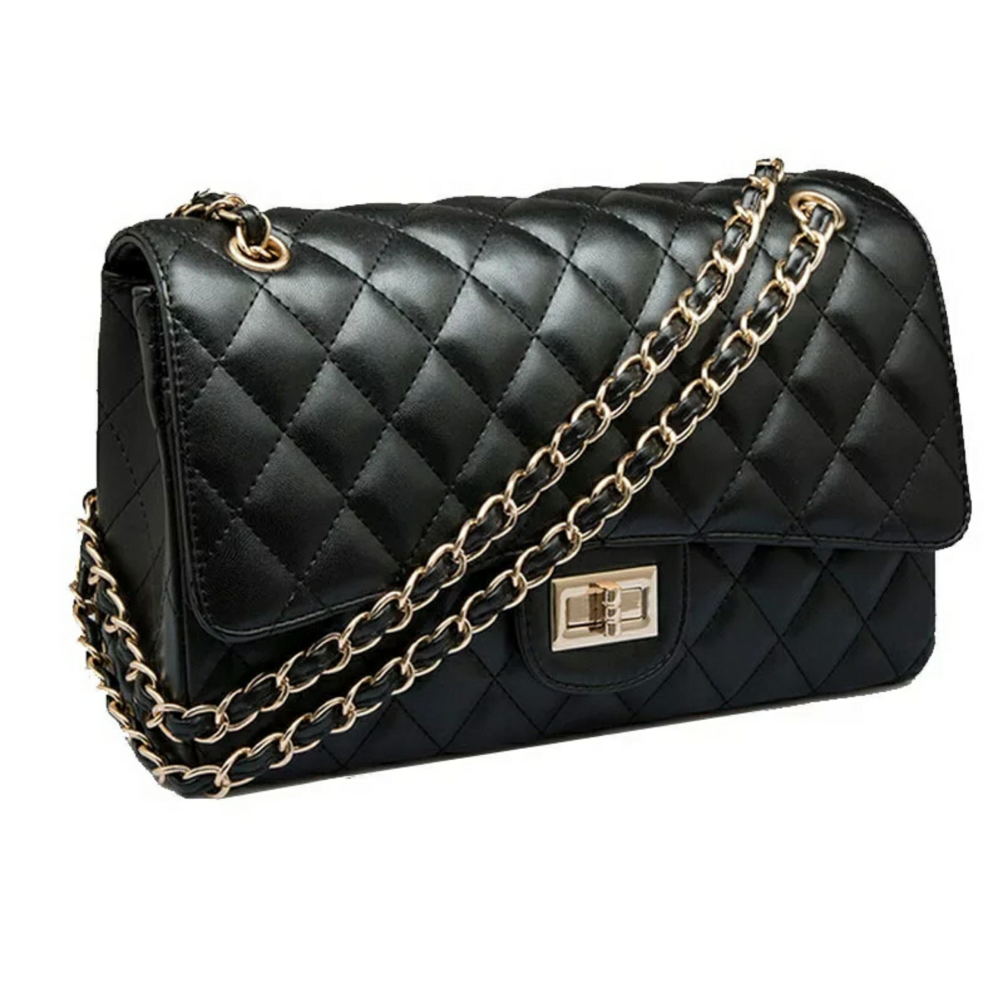 Chantay Black Quilted Bag With Chain Strap - Didi Royale
