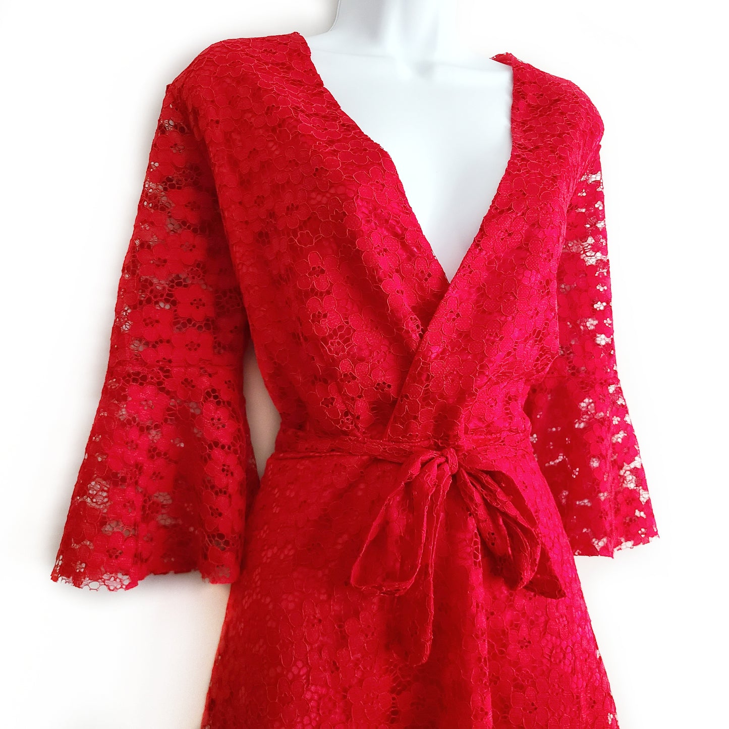 Adison Red Laced Midi Dress - Didi Royale
