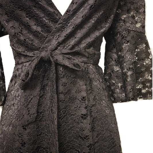 Adison Black Laced Midi Dress - Didi Royale