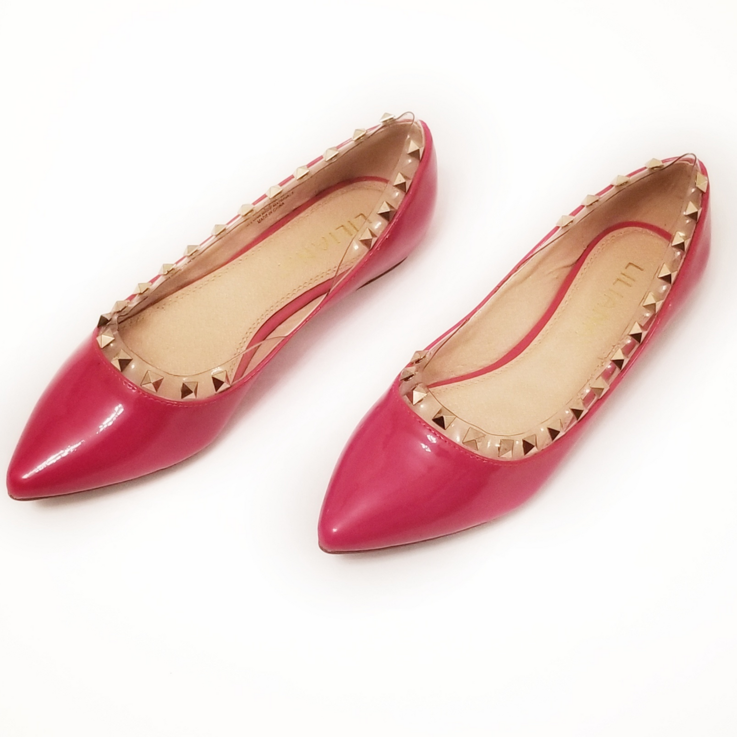 Tobby Red Studded Flats - Didi Royale