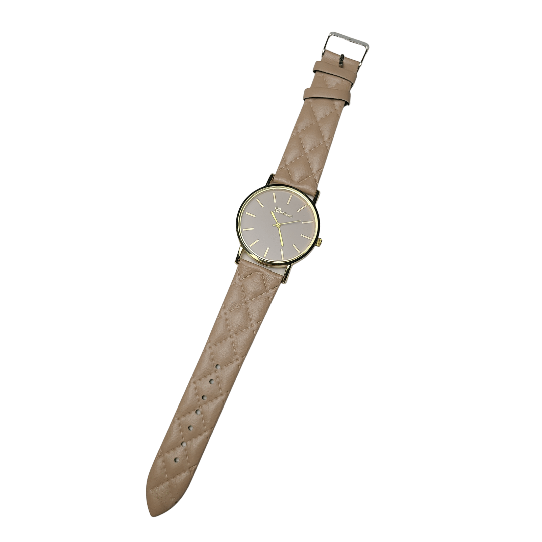 Geneva Beige Quilted Stitch Watch - Didi Royale