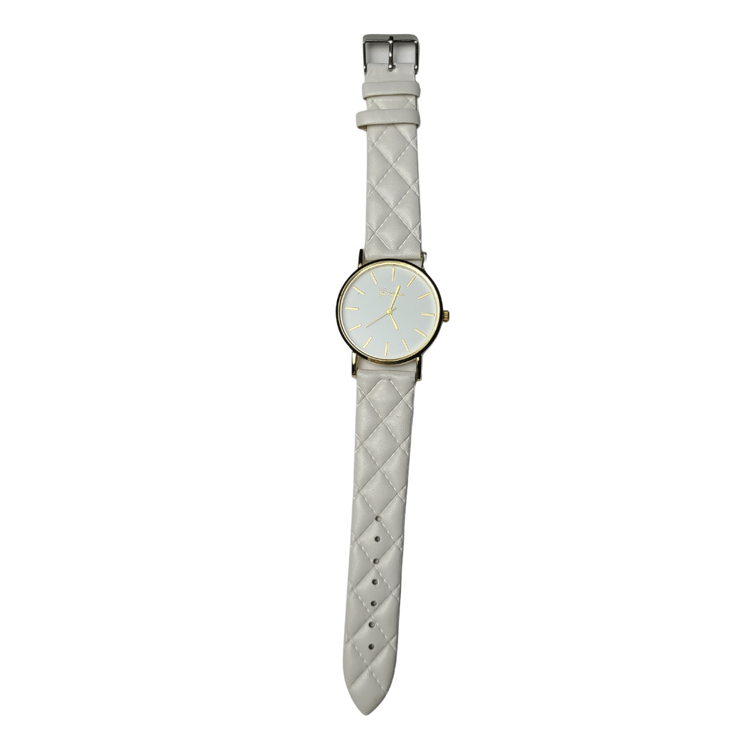 Geneva White Quilted Stitch Watch - Didi Royale