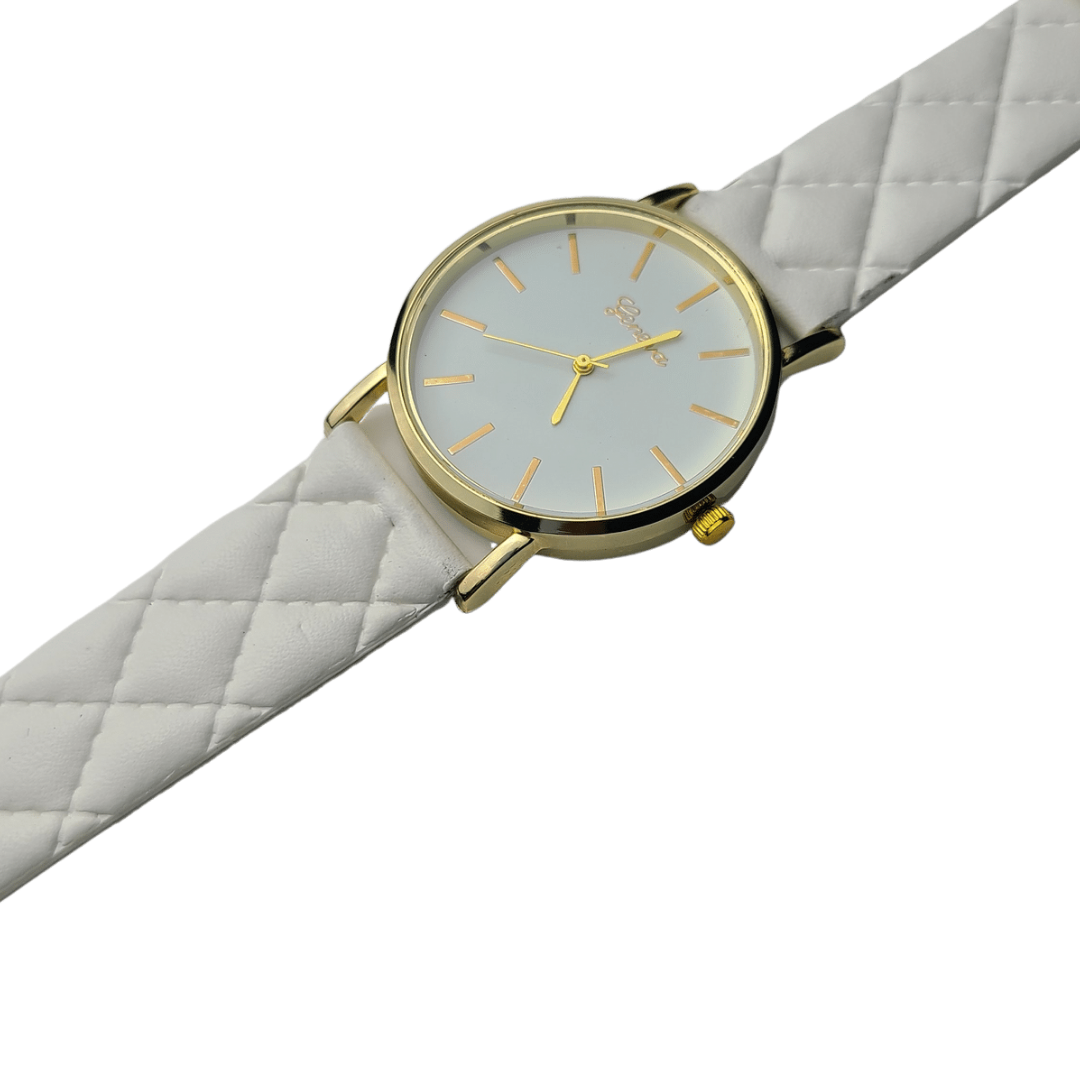 Geneva White Quilted Stitch Watch - Didi Royale
