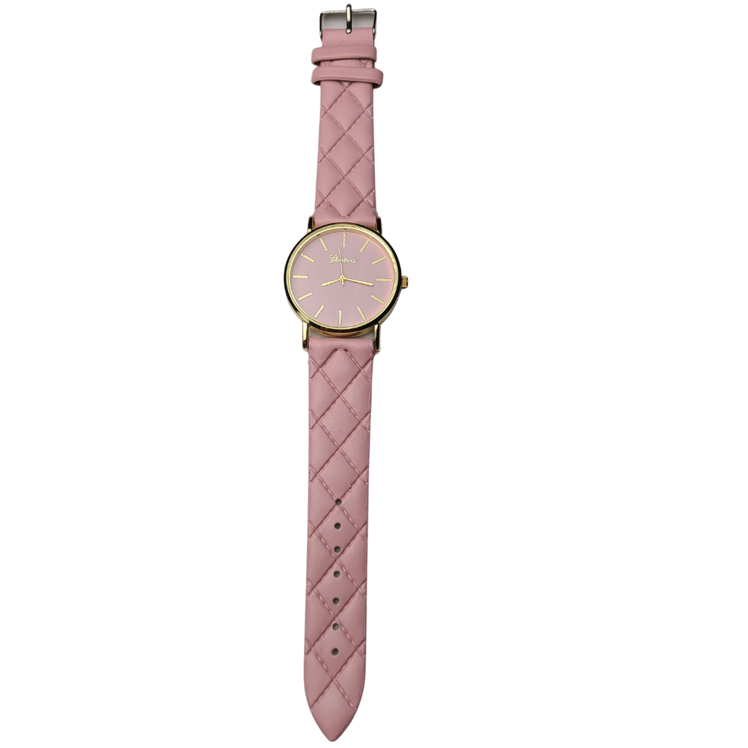 Geneva Pink Quilted Stitch Watch - Didi Royale