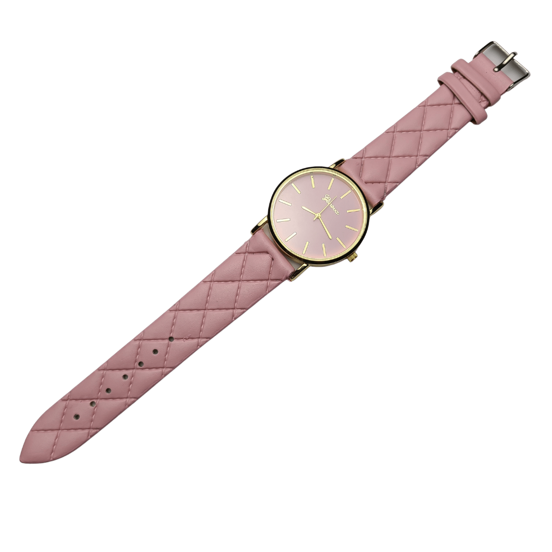 Geneva Pink Quilted Stitch Watch - Didi Royale