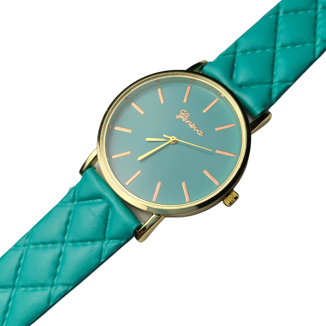 Geneva Green Quilted Stitch Watch - Didi Royale