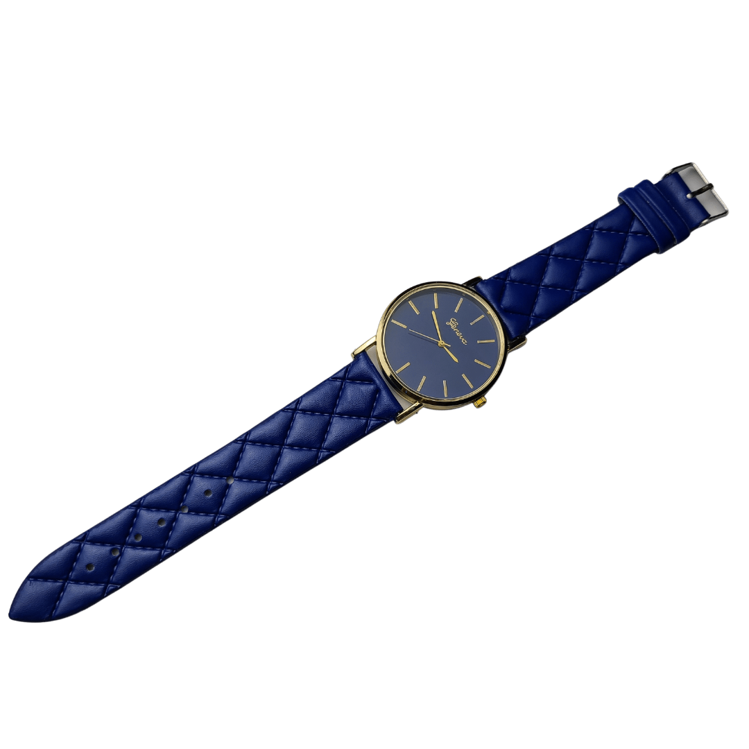 Geneva Blue Quilted Stitch Watch - Didi Royale