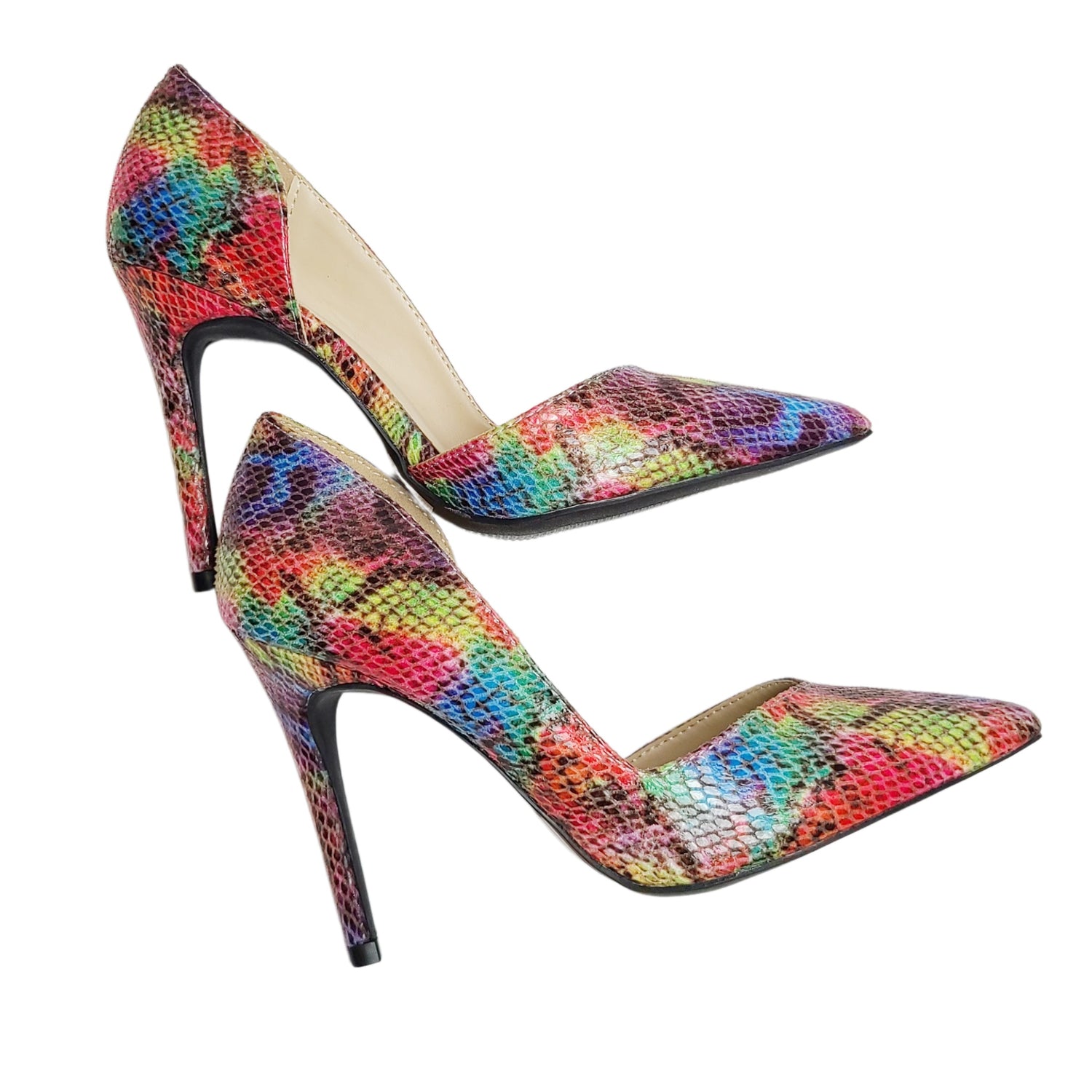 New 13 Madden Girl Snake Print High Heel Shoes Multi Color Ankle Strap –  Pocatello Market
