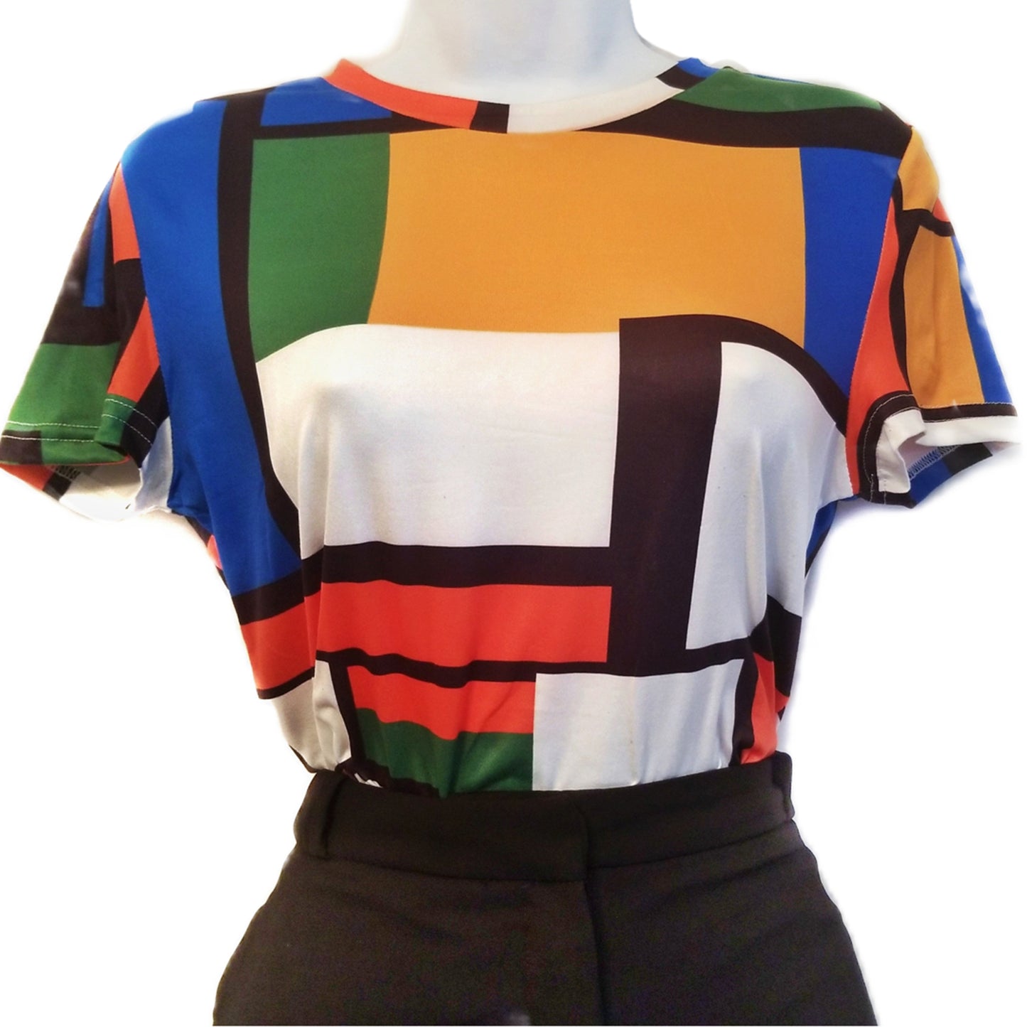 April Geometric Print Color Block Shirt - Didi Royale