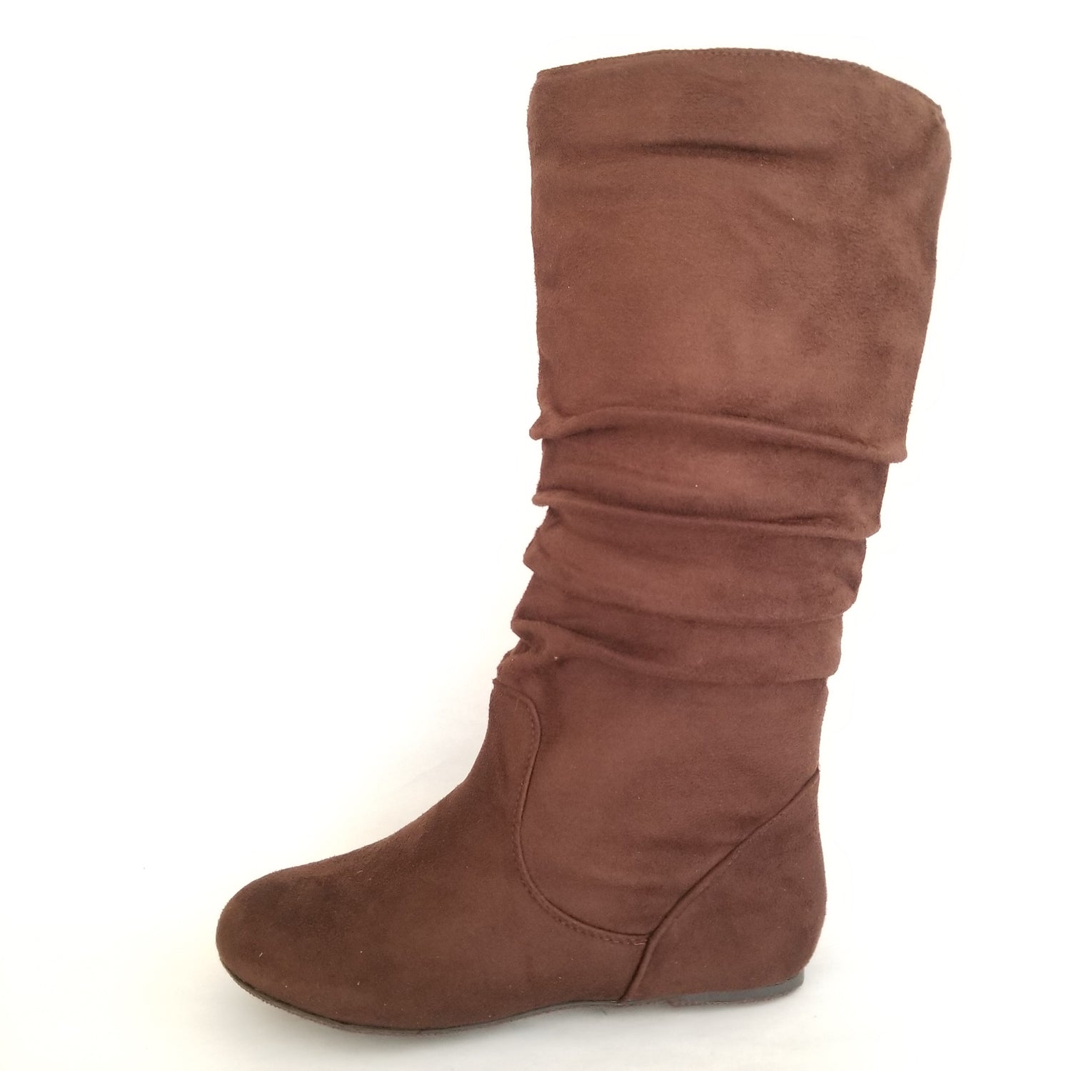 Data Flat Heel Suede Mid-Calf Boots - Didi Royale