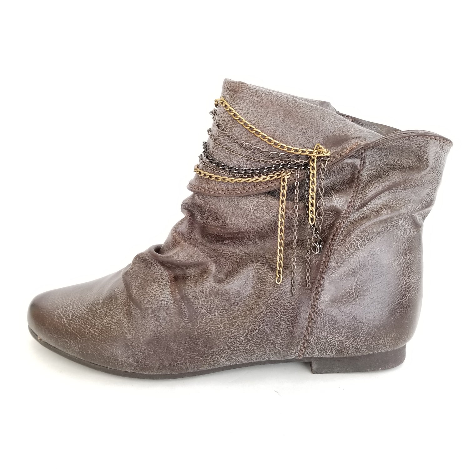 Leah distressed faux leather boots - Didi Royale