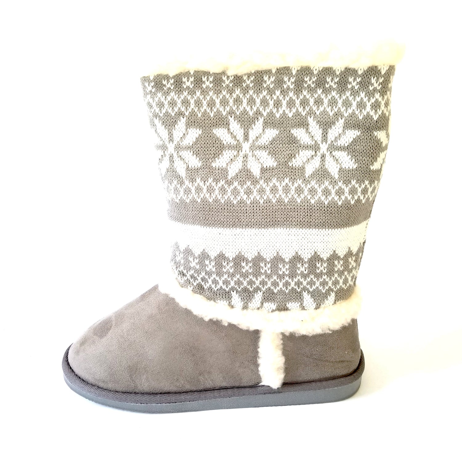 Janet Gray Snow Print Fur Lined Boot - Didi Royale