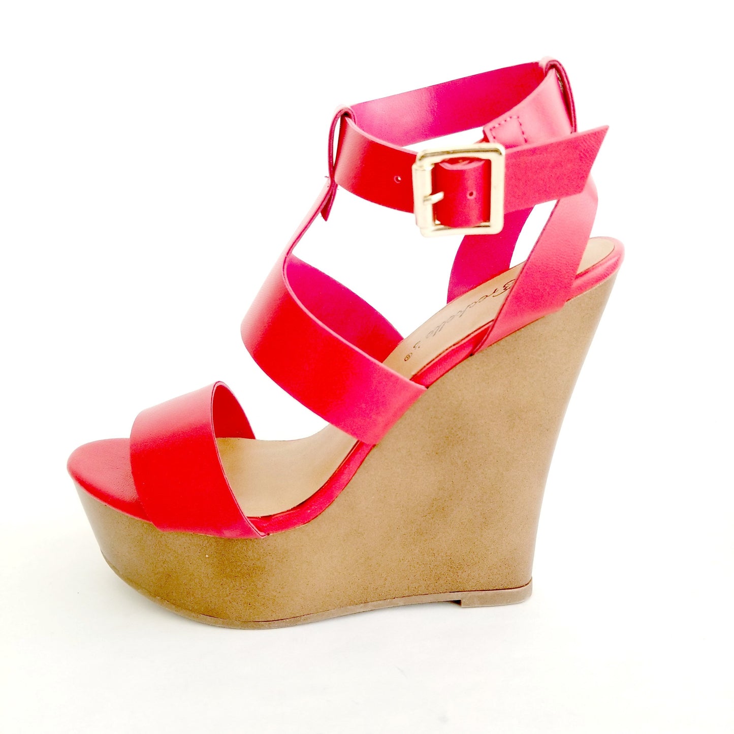 Chelsey Red Wedge Sandals - Didi Royale