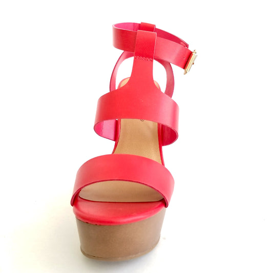 Chelsey Red Wedge Sandals - Didi Royale