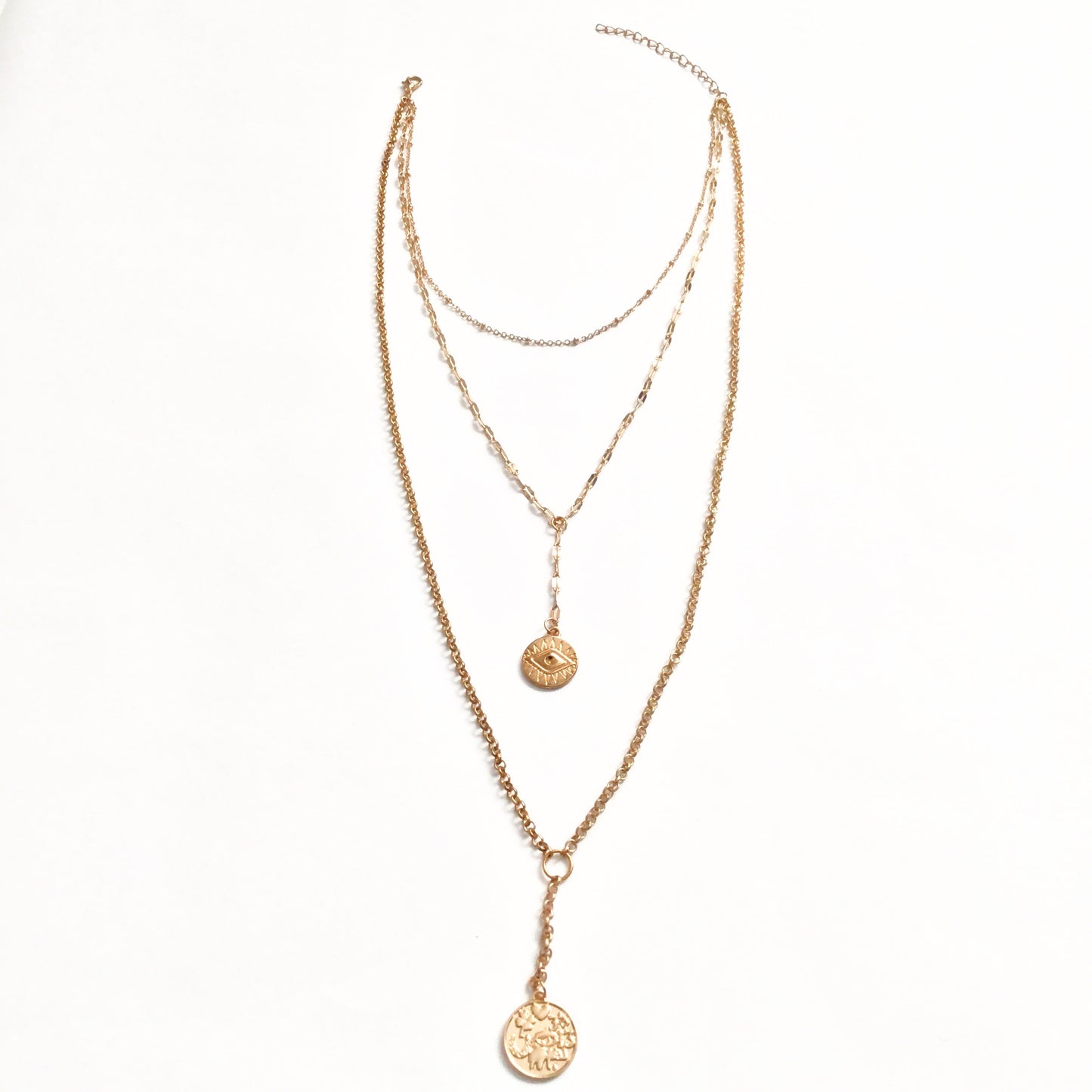 Kaylen Round Pendant Layered Necklace - Didi Royale