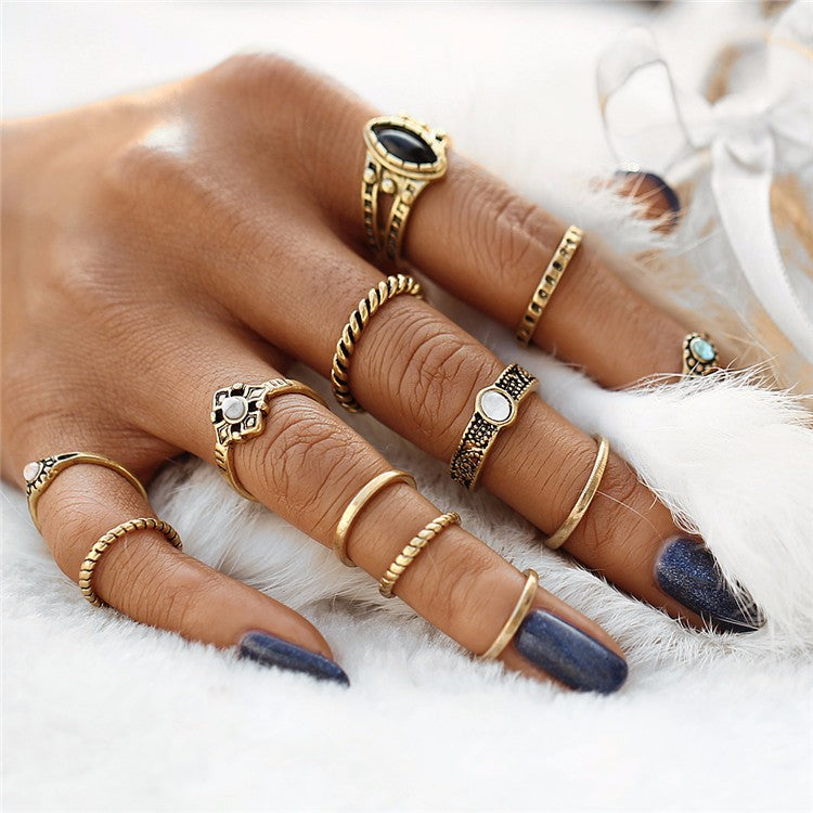 Evie Gold Antiqued Layered Ring Set - Didi Royale