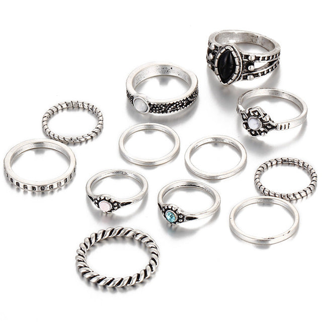 Evie Silver Antiqued Layered Ring Set - Didi Royale